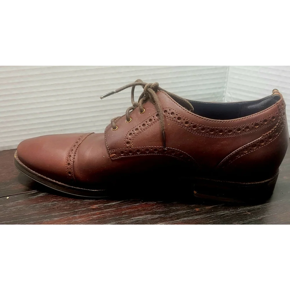Cole Haan Grand 360 Men Brown Leather Cap Toe Oxford Lace Up Dress Shoe 9.5 M